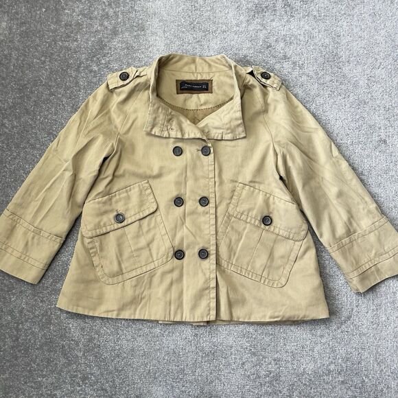 Zara Jackets & Blazers - Zara Woman Jacket Womens Small Beige Khaki Casual Short Swing Buttons Chic Coat